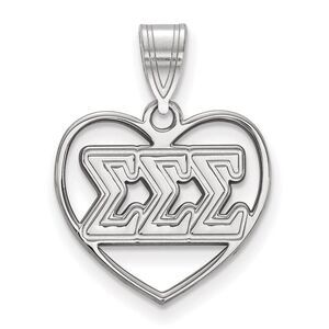 Sterling Silver Sigma Sigma Sigma Heart Greek Letters Pendant